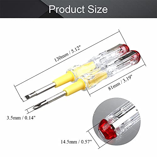 Fielect Tester Screwdriver, Voltage Tester Pen 100-500V Circuit Tester Pen Contact Voltage Detecter Pen Dual Head Slot Screwdriver Detector, 1pcs