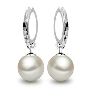 sterling silver pearl earrings,beautiful fashion white pearl earrings,dangle drop pearl earrings great gift for women,girls