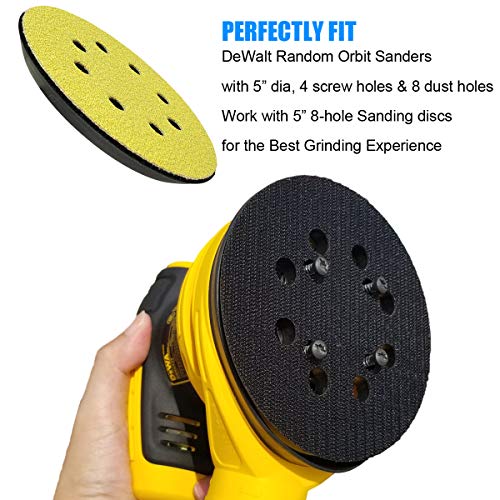 5 Inch 8 Hole Aluminum Alloy Replacement Sanding Pad for Dewalt DWE6423/6423K, DWE6421/6421K, DWE6421-B2, DWE6421-B3, DWE6421-BR, DCW210B Hook and Loop Sander Backing Pad - 1 Pack