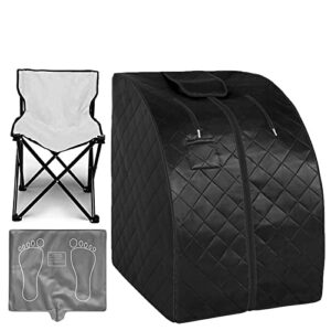 zonemel portable infrared sauna, 1 person at home full body sauna, individual home spa tent with heating foot pad, upgraded sauna chair (l 27.6’’ x w 31.5’’ x h 37.8’’, black)