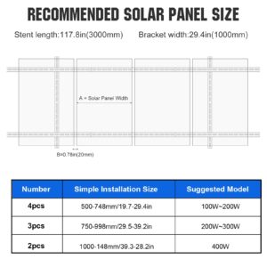 ECO-WORTHY Adjustable Multi-Pieces Solar Panel Mounting Brackets Kit System for 1-4pcs Solar Panels