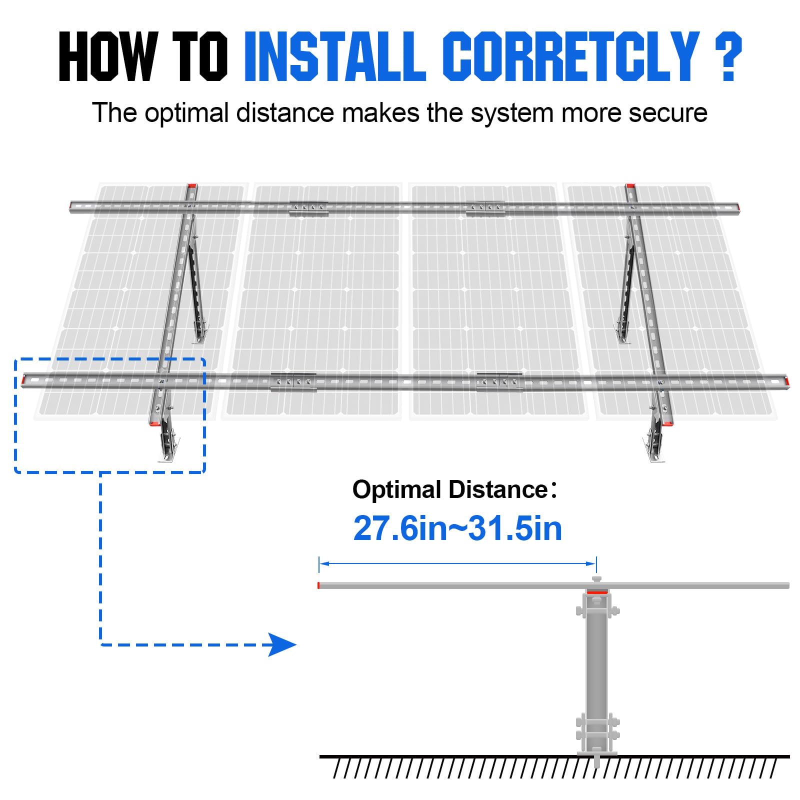 ECO-WORTHY Adjustable Multi-Pieces Solar Panel Mounting Brackets Kit System for 1-4pcs Solar Panels