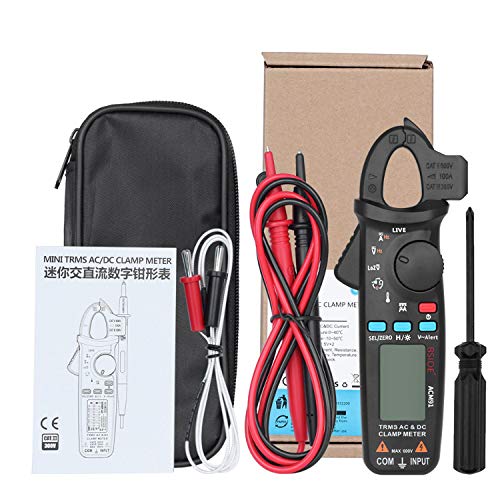 ACM91 Clamp Multimeter Digital AC DC Current Clamp Meter True RMS Auto Range 6000 Counts 100 amp Mini Meter With Temperature Capacitance NCV Measure LoZ Volts