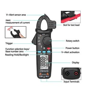 ACM91 Clamp Multimeter Digital AC DC Current Clamp Meter True RMS Auto Range 6000 Counts 100 amp Mini Meter With Temperature Capacitance NCV Measure LoZ Volts