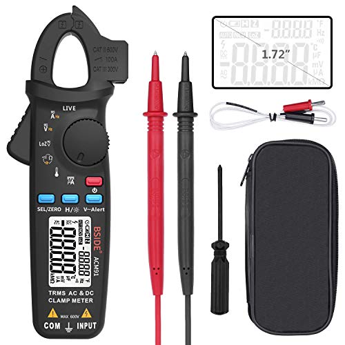 ACM91 Clamp Multimeter Digital AC DC Current Clamp Meter True RMS Auto Range 6000 Counts 100 amp Mini Meter With Temperature Capacitance NCV Measure LoZ Volts