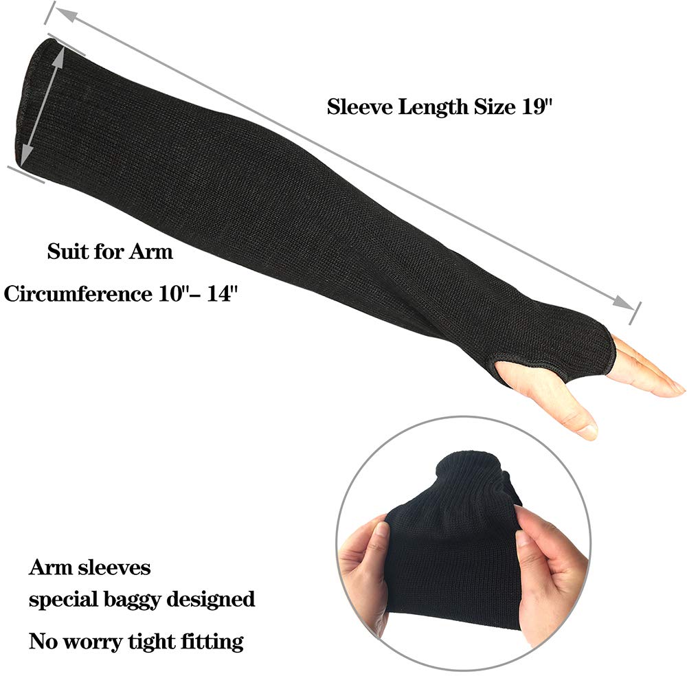 Kevlar Sleeves Heat Resistant 19 Inch Long Arm Guards With Thumb Hole,Breathable Anti-Cut Safety Welder Sleeves Fire Resistance For Men Women On Mechanic,Welding,Repairs,Polish Work (Black,1 Pair)