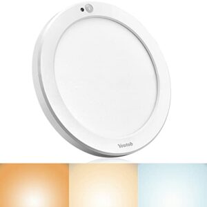youtob motion sensor light led ceiling light with 30s/180s timeout adjustable 3 colors,15w 1500lm round lighting fixture for porches, closets, stairs(3000k/4000k/5000k available) (white)