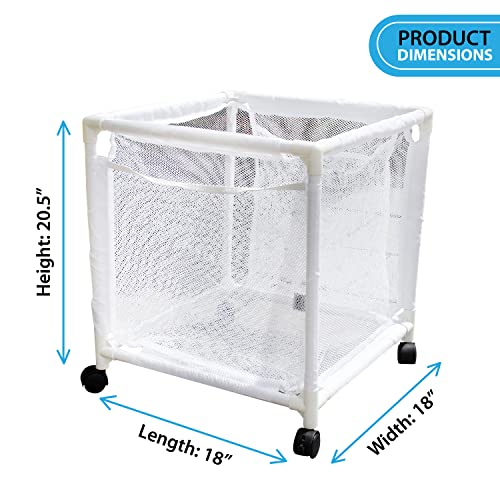 Essentially Yours Rolling Pool Storage Small Organizer Bin, (18" W x 18" L x 20" H), White Style 417244