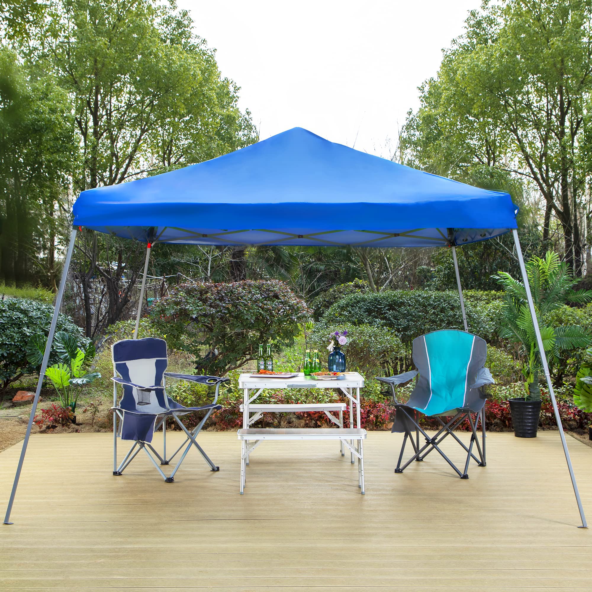 PHI VILLA 12'x12' Slant Leg UV Block Sun Shade Canopy with Hardware Kits, Shade for Patio Outdoor Garden Events, Blue