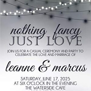 Casual Backyard Wedding Inviations, Set of 10 - Bistro Light Inspired Wedding Invitations With Envelopes