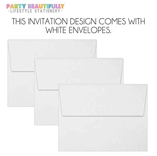 Casual Backyard Wedding Inviations, Set of 10 - Bistro Light Inspired Wedding Invitations With Envelopes