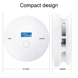 2 Pack 10 Year Battery Operated Smoke and Carbon Monoxide Detector, Portable Fire Co Alarm for Home and Kitchen (White)