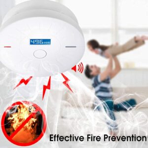 2 Pack 10 Year Battery Operated Smoke and Carbon Monoxide Detector, Portable Fire Co Alarm for Home and Kitchen (White)