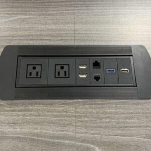 UL Listed Power Plug in-Desk Power Center Table Top Grommet Furniture Power Data Hub-1 USB Port/ 1 Type-C Port1 HDMI/2 CAT 6/1 Type C - Conference Table Connectivity Box (DC101_Solid Black)