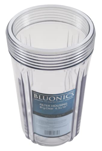 Bluonics Triple Whole House Water Filter for City & Well Water 3 Stage Home Water Filtration System with 4.5" x 20" Sediment and Carbon Filters. 1 Inch Inlet Outlet Connections