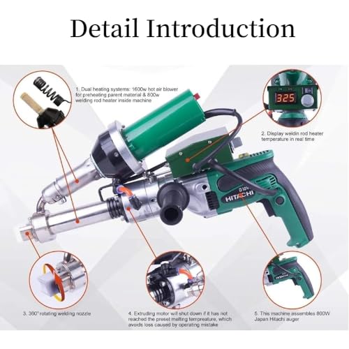 1600W Hand Extrusion Welder Gun Plastic Handheld Extruder Welding Gun PP HDPE LDPE Pipe Welding Machine (110V Extruder)