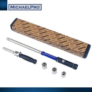 MichaelPro MP001002 Click Through Torque Wrench - 1/2 Inch Dr with 3 Sockets (11/16", 3/4", 13/16" / 17-19-21 mm) with Precise Micro Adjustment - 2in1 with Lug Wrench for Automotive and Changing Tires