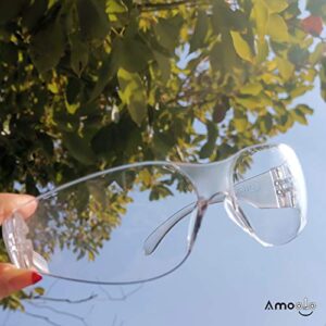 amoolo Clear Safety Glasses Bulk of 24, Protective Eyewear for Men Women, ANSI Z87.1 Impact Resistant Eye Protection for Work, Lab, Construction