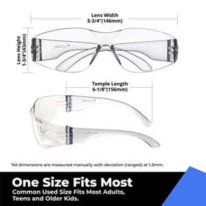 amoolo Clear Safety Glasses Bulk of 24, Protective Eyewear for Men Women, ANSI Z87.1 Impact Resistant Eye Protection for Work, Lab, Construction