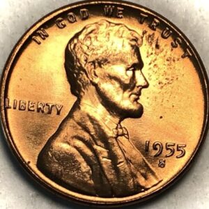 1955 S Lincoln Wheat Cent Red BU MS Penny Seller Mint State