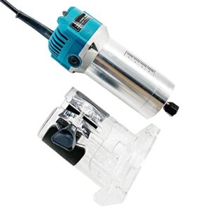 Cozyel 110V 800W Palm Router Electric Hand Trimer Wood Router 1/4" Collets Woodworking Tool Laminate Trimer, Blue