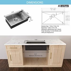 32 Kitchen Sink Undermount - Kichae 32x19 Undermount Kitchen Sinks Ledge Workstation 18-Gauge Stainless Steel Deep Single Bowl Under Counter Kitchen Sink Basin