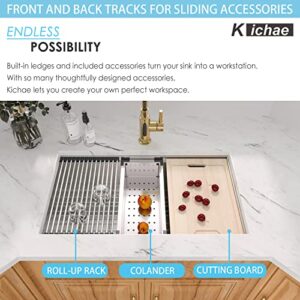 32 Kitchen Sink Undermount - Kichae 32x19 Undermount Kitchen Sinks Ledge Workstation 18-Gauge Stainless Steel Deep Single Bowl Under Counter Kitchen Sink Basin