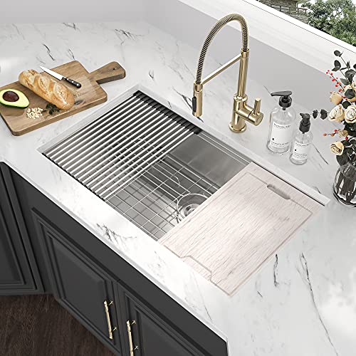 32 Kitchen Sink Undermount - Kichae 32x19 Undermount Kitchen Sinks Ledge Workstation 18-Gauge Stainless Steel Deep Single Bowl Under Counter Kitchen Sink Basin