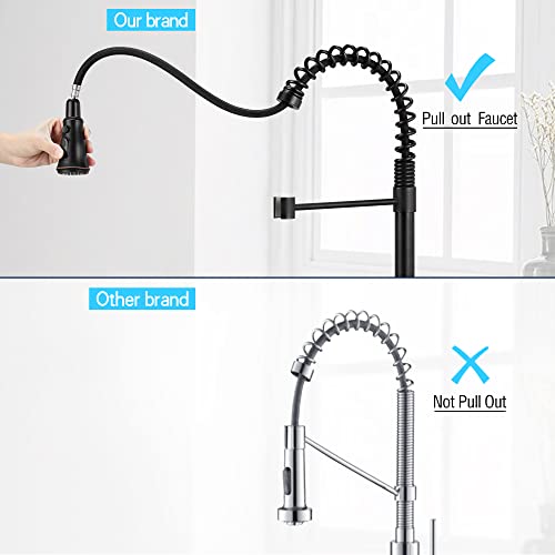 SOKA Kitchen Faucet Oil Rubbed Bronze Commercial Kitchen Sink Faucet with Pull Down Sprayer Kitchen Faucet Bronze with Deck Plate Single Handle Modern Rv Kitchen Faucet ORB, 3 Function Laundry Faucet