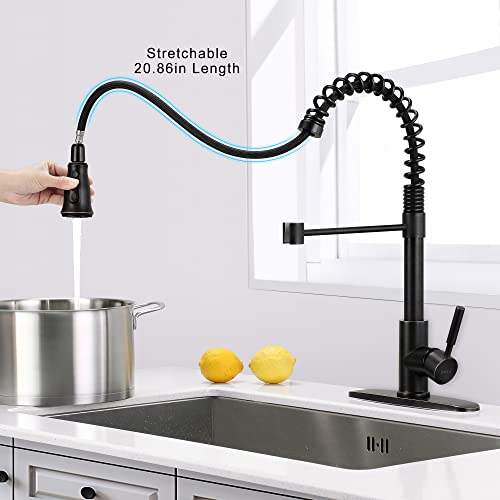 SOKA Kitchen Faucet Oil Rubbed Bronze Commercial Kitchen Sink Faucet with Pull Down Sprayer Kitchen Faucet Bronze with Deck Plate Single Handle Modern Rv Kitchen Faucet ORB, 3 Function Laundry Faucet