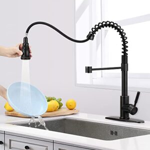 SOKA Kitchen Faucet Oil Rubbed Bronze Commercial Kitchen Sink Faucet with Pull Down Sprayer Kitchen Faucet Bronze with Deck Plate Single Handle Modern Rv Kitchen Faucet ORB, 3 Function Laundry Faucet