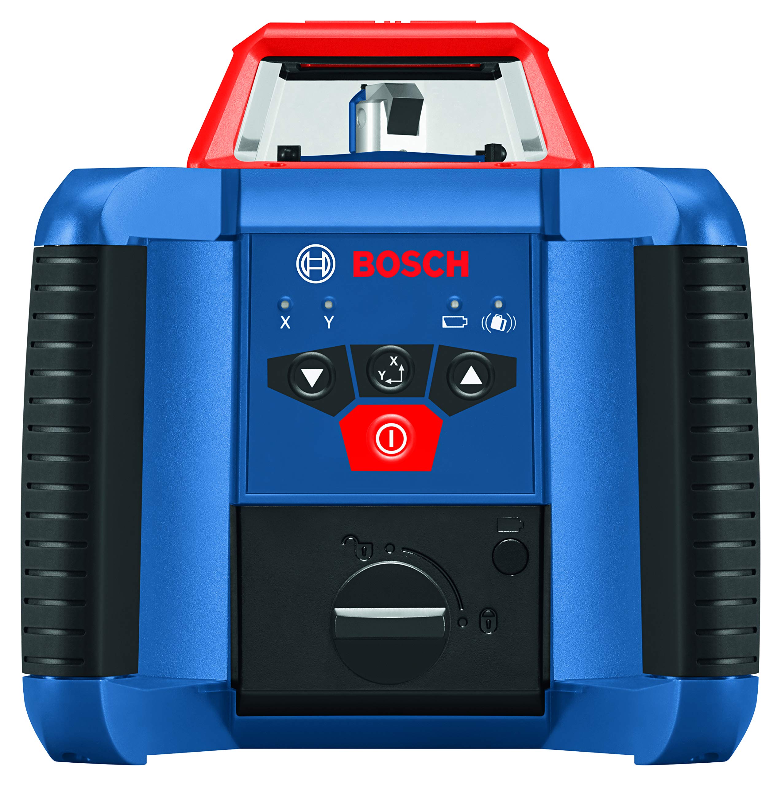 BOSCH REVOLVE2000 GRL2000-40HK Exterior 2000ft Range Horizontal Self-Leveling Cordless Rotary Laser Kit with Tripod, 13ft Grade Rod and Laser Receiver , Red