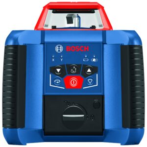 BOSCH REVOLVE2000 GRL2000-40HVK Exterior 2000ft Range Horizontal/Vertical Self-Leveling Cordless Rotary Laser Kit with Tripod, 13ft Grade Rod and Laser Receiver,Red