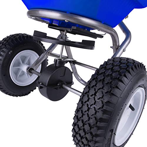 EarthWay Polar Tech 90399 100 LB Professional Ice Melt Broadcast Walk Behind Spreader with 13" Pneumatic Tires, Adjustable Handle, and Solid Linkage Control