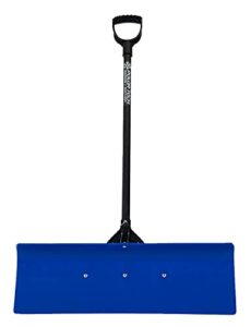 earthway polar tech 91048 48" professional snow pusher with fiberglass shaft, snow shovel for driveways, snow pusher for tall people, d-shaped handle, and quick assembly