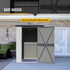 Arrow Shed Designed 4' x 3' x 6' Compact Outdoor Metal Backyard, Patio, and Garden Shed Kit, Flute Gray and Anthracite