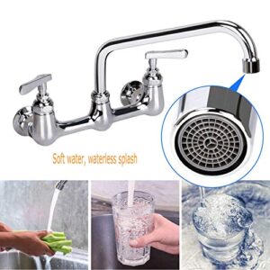 KWODE 8” Swivel Swing Nozzle Spout Replacement Kit for All Brand Commercial Kitchen Sink Faucet with M25*1.25mm Connector Size and 2.2 GPM Aerator, 360°Stainless Steel Add-on Spout Chrome Finish