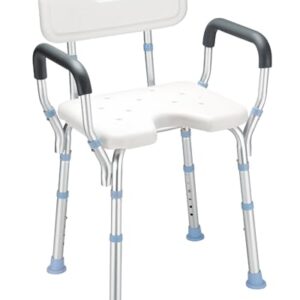 OasisSpace Heavy Duty Shower Chair with Back and Arms 300lb, Bathtub Chair with Handles - Medical Tool Free Shower Cutout Seat for Handicap, Disabled, Seniors & Elderly