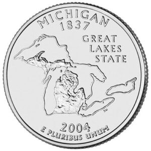 2004 p & d bu michigan state quarter choice uncirculated us mint 2 coin set