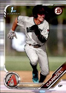 2019 bowman draft paper baseball #bd-125 corbin carroll arizona diamondbacks first 1st bowman card official mlb prospect trading card from the topps company