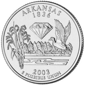 2003 p & d bu arkansas state quarter choice uncirculated us mint 2 coin set