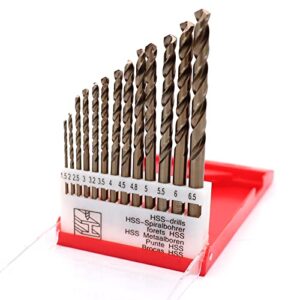 sipery twist drill bits set 13pcs, 1/16"-1/4" hss drill bits set jobber drill bits for stainless steel, hard metal, cast iron, plastic and wood