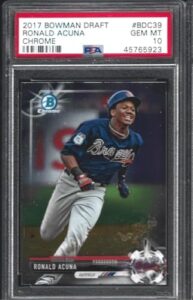 psa 10 ronald acuna jr. bowman chrome 2017 rookie card graded psa gem mint 10 braves superstar mvp favorite