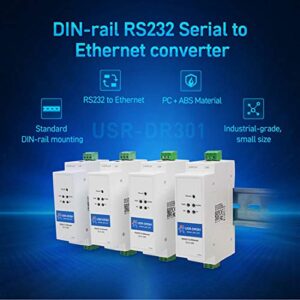 USR-DR301 DIN-Rail RS232 Serial to Ethernet Converter Tiny Size RS232 Ethernet Serial Device Server Supports Websocket