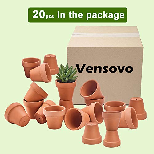 vensovo 3 Inch Terra Cotta Pots with Drainage - 20 Pack Clay Flower Pots, Succulent Nursery Pots Great for Plants, Crafts, Wedding Favor