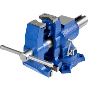 bestequip 6" heavy duty bench vise, double swivel rotating vise head/body rotates 360°,pipe vise bench vices 30kn clamping force,for clamping fixing equipment home or industrial use
