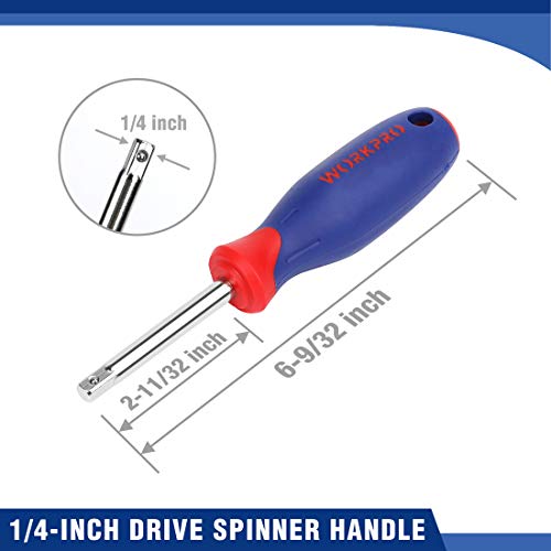 WORKPRO 70-Piece 1/4" Drive Socket Set with Quick-Release Ratchet, Metric and SAE for Auto Repairing & Household, W003068A