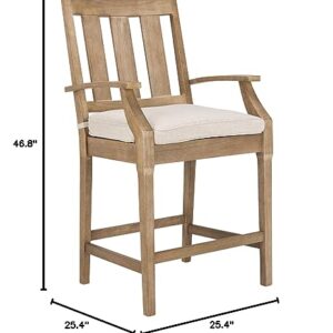 Safavieh Couture Patio Collection San Salvador Natural and White 25-inch Bar Stool (Set of 2)