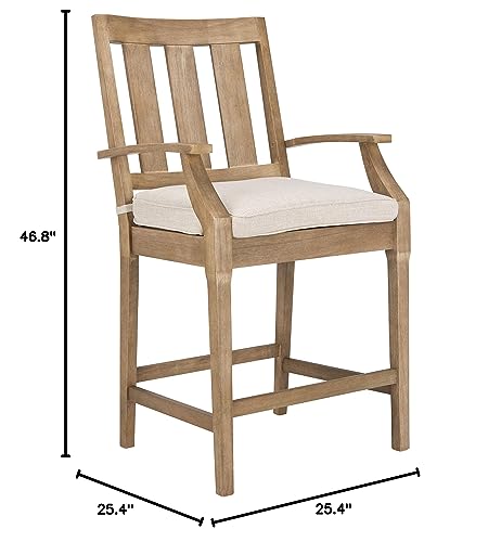 Safavieh Couture Patio Collection San Salvador Natural and White 25-inch Bar Stool (Set of 2)