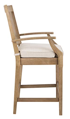 Safavieh Couture Patio Collection San Salvador Natural and White 25-inch Bar Stool (Set of 2)